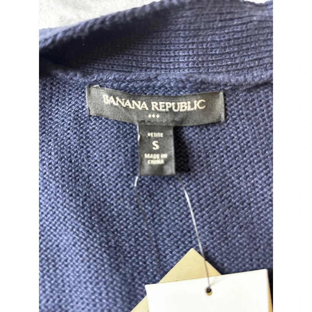 Banana Republic Navy Blue Longline Cotton Cardigan Sweater PS Petite Small NEW - Picture 6 of 12